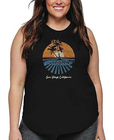 La Pop Art Plus Cities San Diego Word Tank Top