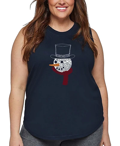 La Pop Art Plus Snowman Face Word Tank Top