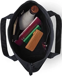Lands' End Medium Solid Color 5 Pocket Zip Top Canvas Tote Bag