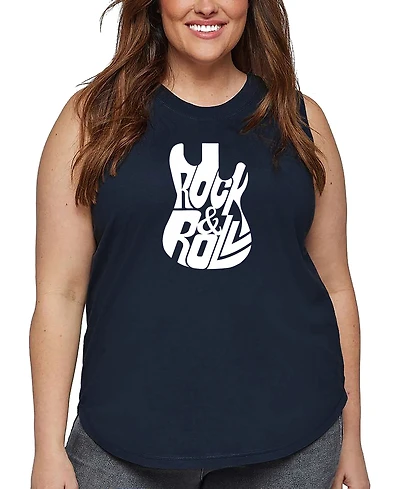 La Pop Art Plus Rock and Roll Guitar Word Tank Top