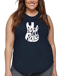 La Pop Art Plus Rock and Roll Guitar Word Tank Top
