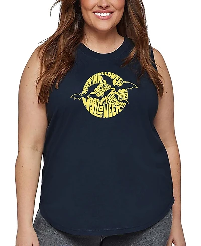 La Pop Art Plus Halloween Bats Word Tank Top