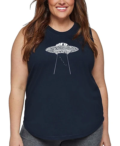 La Pop Art Plus Flying Saucer Ufo Word Tank Top