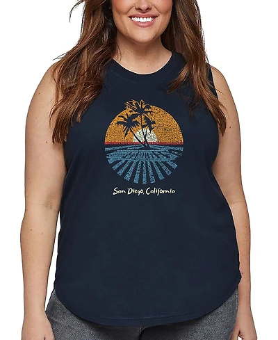La Pop Art Plus Cities San Diego Word Tank Top