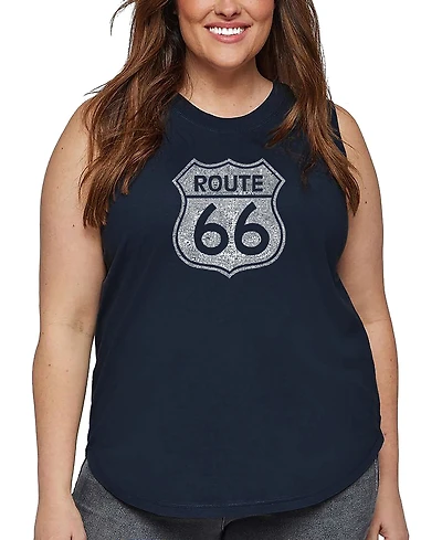 La Pop Art Plus Legendary Route 66 Word Tank Top