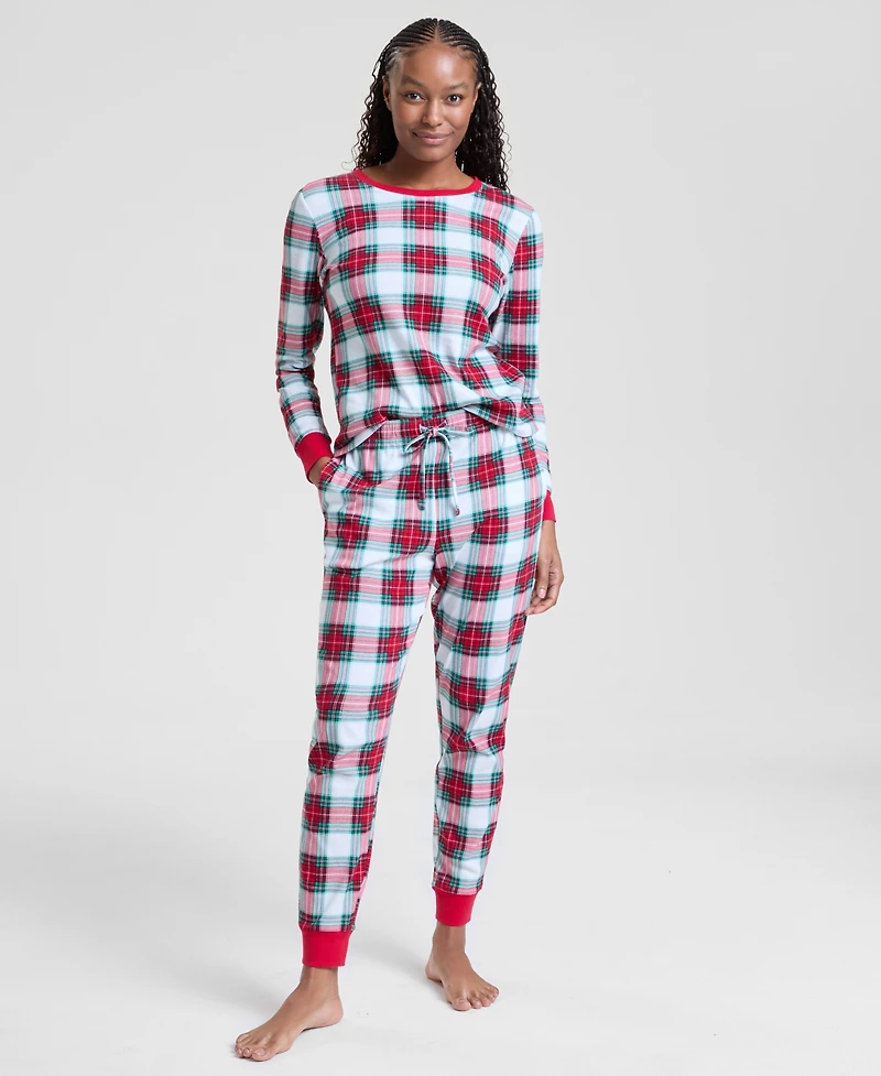 Holiday Lane's Women's Merry Plaid Crew Neck Matching Family Pajamas Set