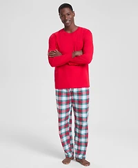 Holiday Lane's Men's Merry Mix Plaid Crew Neck Matching Family Pajamas Set, Created for Macy's