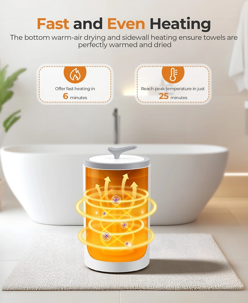 20L Electric Towel Warmer with 3 Heat Settings and Safety Timer