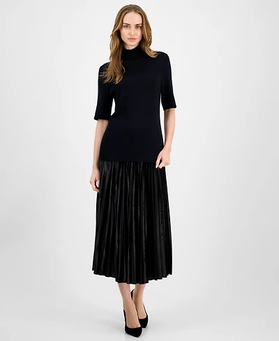 Anne Klein Women's Velvet Pleated Flared Midi Skirt