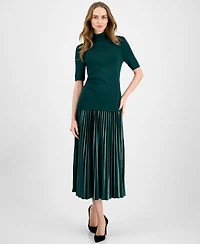 Anne Klein Women's Velvet Pleated Flared Midi Skirt