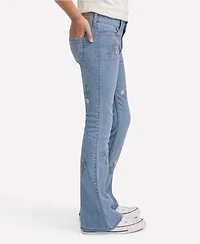 abercrombie kids Girls High-Rise Floral Embroidered Flared Jeans