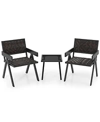 Slickblue 3-Piece Patio Pe Wicker Bistro Set with Quick-Drying Cushions and Coffee Table for Outdoor Use