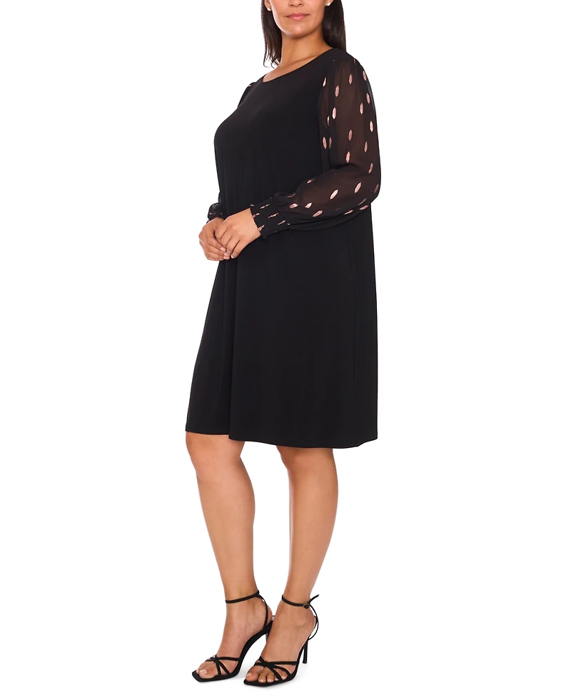 Msk Plus Clip Chiffon Long Sleeve Shift Dress