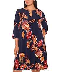 Msk Plus 3-Ring Shift Knee-Length Dress