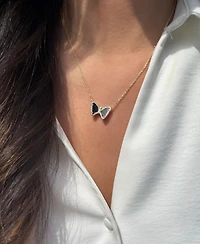 Kamaria Mini Butterfly Necklace with Black Onyx 14k Gold Plated Sterling Silver