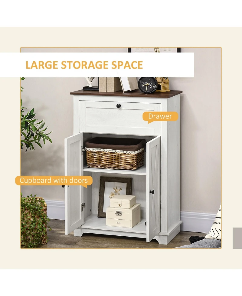 Homcom Farmhouse Storage Cabinet with Drawer and Doors,