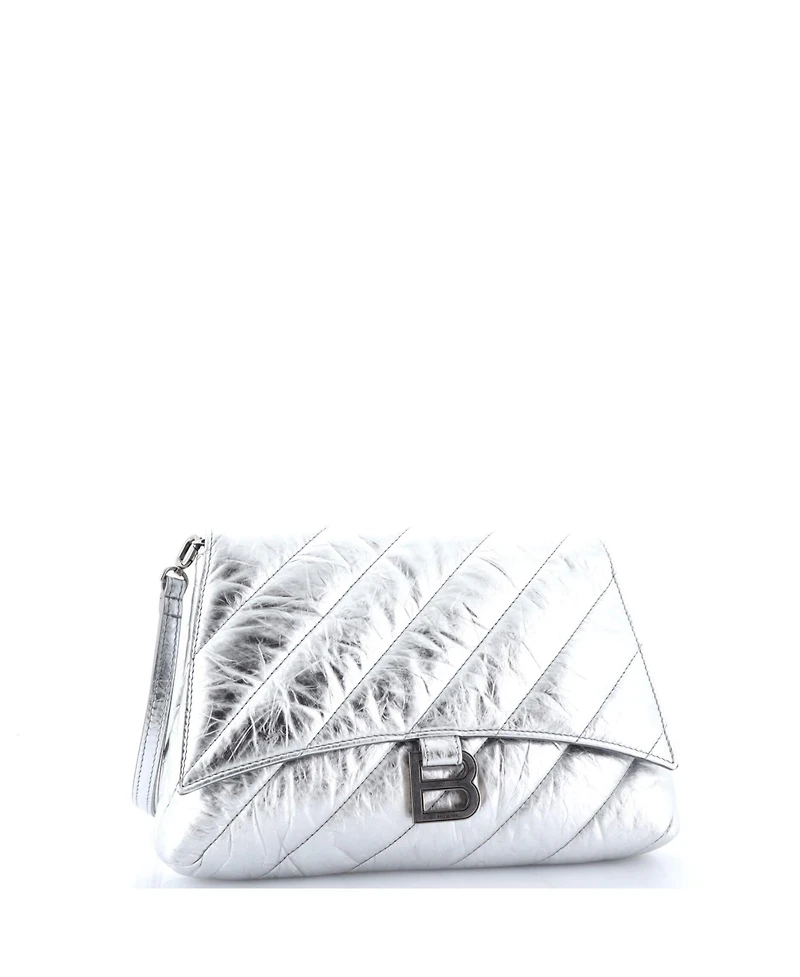Pre-Owned Balenciaga Small Crush Chain Flap Bag Quilted Crushed Calfskin