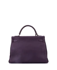 Pre-Owned Hermes Kelly 32 Handbag Purple Clemence with Palladium Hardware