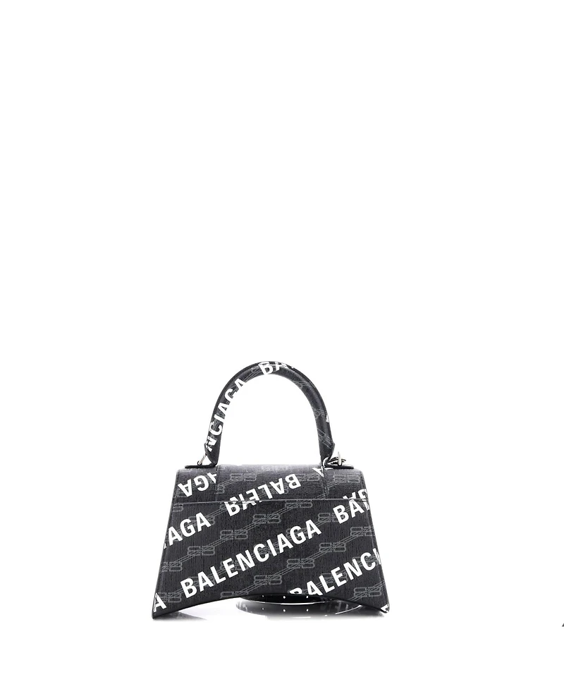 Pre-Owned Balenciaga Small Hourglass Top Handle Bag Monogram Coated Canvas