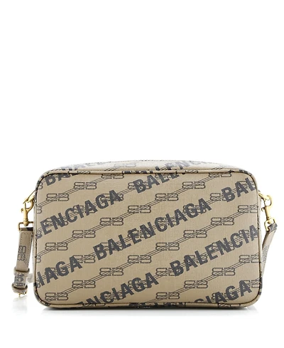 Pre-Owned Balenciaga Medium Signature Camera Bag Bb Monogram Coated Canvas