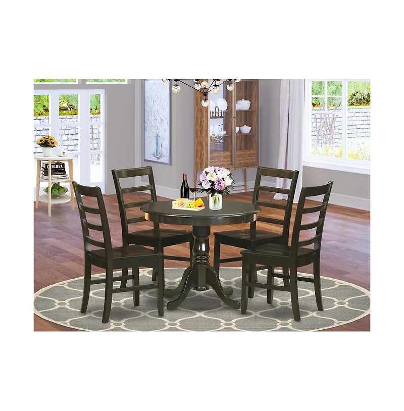 East West Furniture 5 Pc small Kitchen Table set- Table plus 4 Kitchen Dining Chairs