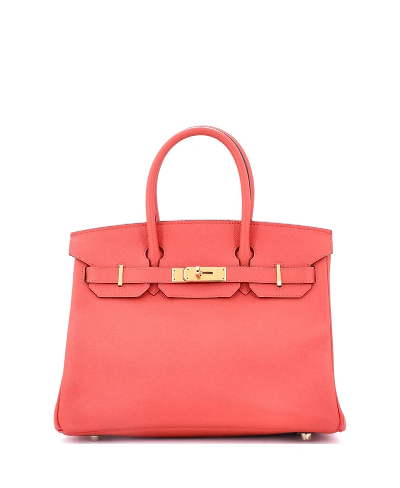 Pre-Owned Hermes Birkin 30 Handbag Red Epsom with Gold Hardware