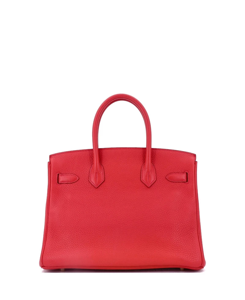 Pre-Owned Hermes Birkin 30 Handbag Red Togo with Gold Hardware