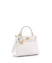 Pre-Owned Hermes Kelly 25 Handbag Light Togo with Gold Hardware