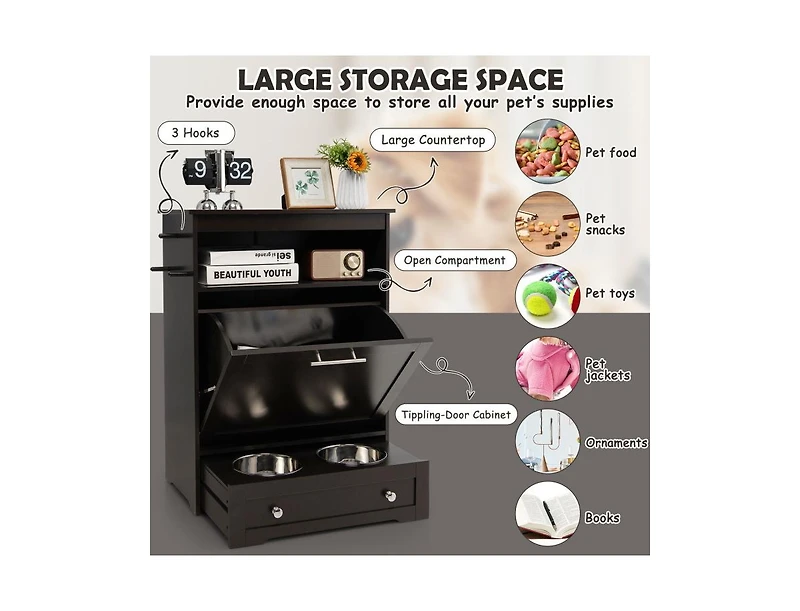Pet Feeder Station with Stainless Steel Bowl
