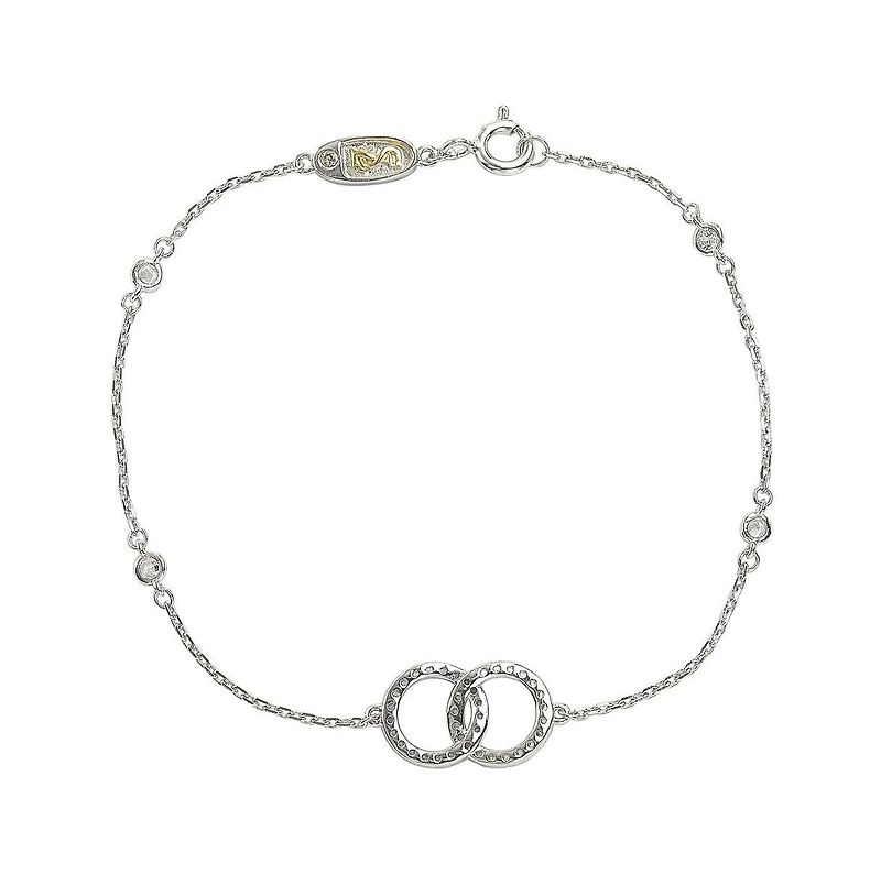 Suzy Levian Sterling Silver Sapphire & Created White Sapphire Interlocked Circles Station Bracelet