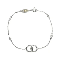 Suzy Levian Sterling Silver Sapphire & Created White Sapphire Interlocked Circles Station Bracelet