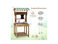 Akiudex Double-Sided Wooden Outdoor Play Kitchen with Grill and Accessories