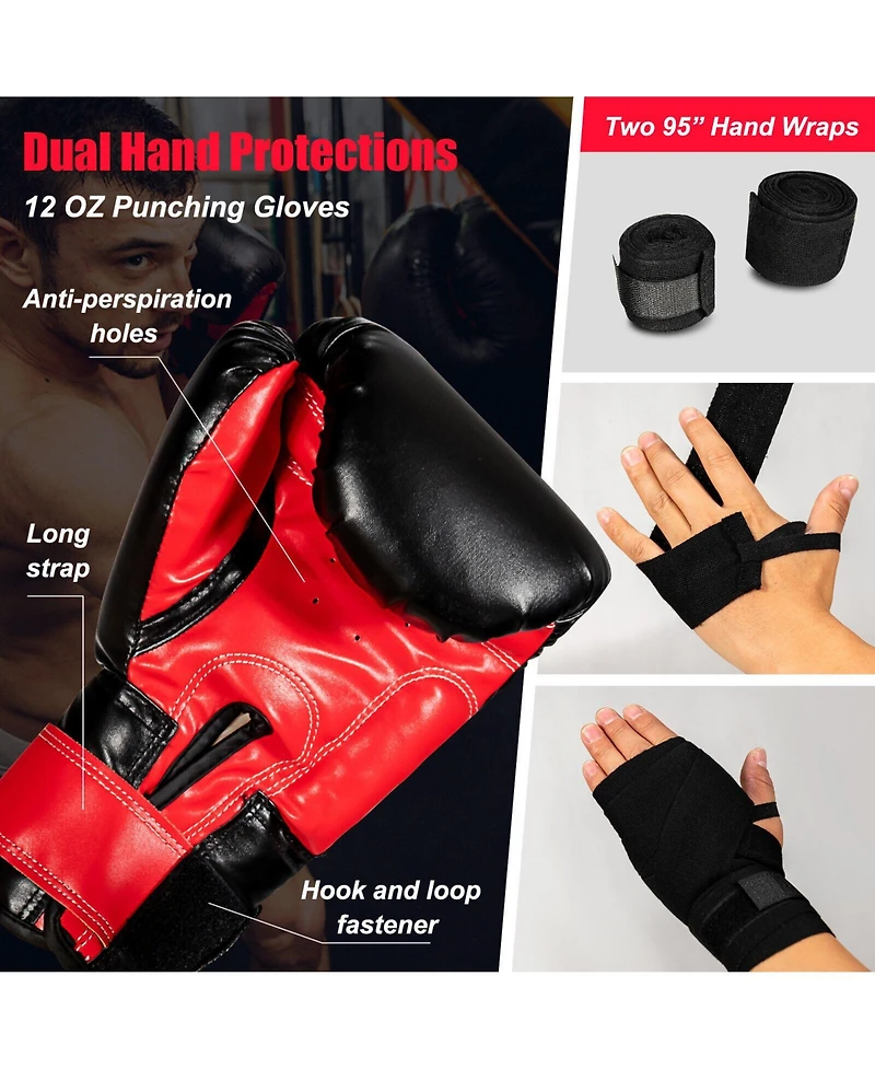 Filled Punching Bag Set with Boxing Gloves - 63 lbs