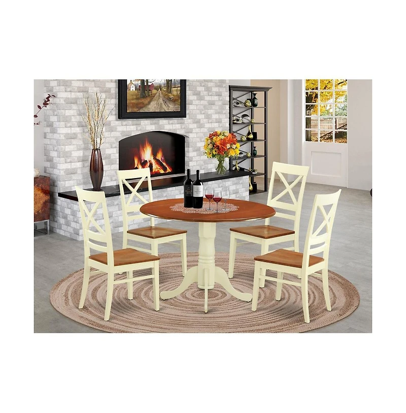 East West Furniture 5 Pc small Kitchen Table set - Kitchen Table and 4 dinette Chairs