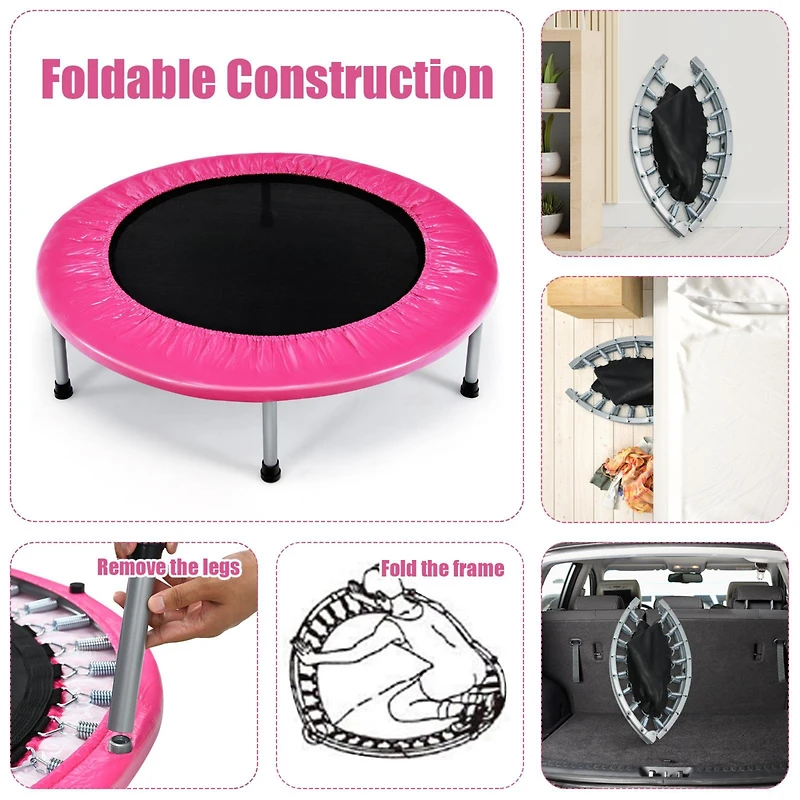 36 Inch Mini Folding Trampoline Portable Recreational Fitness Rebounder