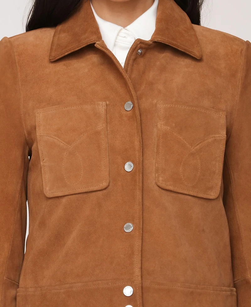 Avec Les Filles Women's Leather Western Snap Front Fitted Jacket