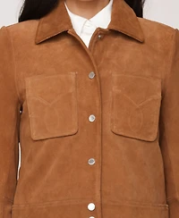 Avec Les Filles Women's Leather Western Snap Front Fitted Jacket