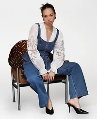Avec Les Filles Women's Flare Leg Patch Pocket Denim Jeans