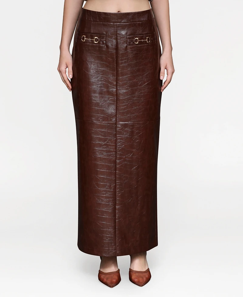 Avec Les Filles Women's Buckle-Detail Maxi Skirt