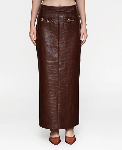 Avec Les Filles Women's Buckle-Detail Maxi Skirt