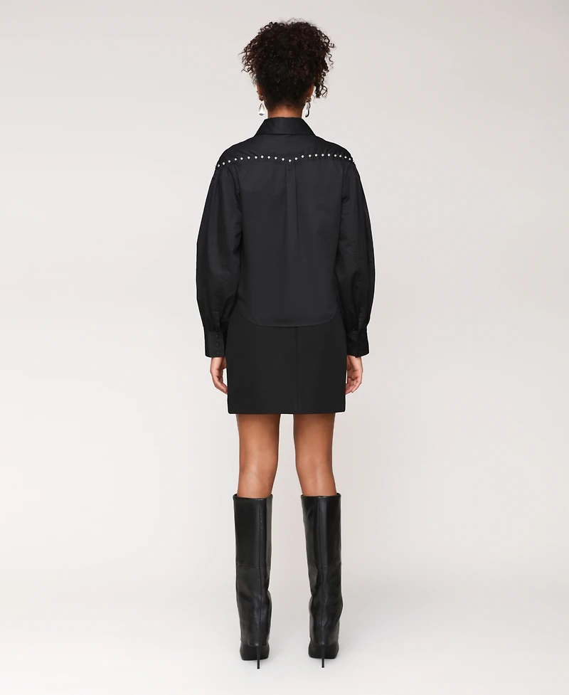 Avec Les Filles Women's Puff Sleeve Studded Shirt