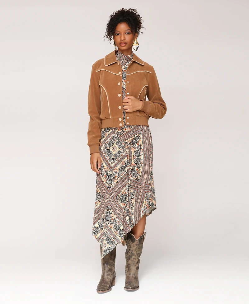 Avec Les Filles Women's Combo Piping Western Jacket