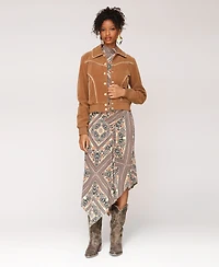 Avec Les Filles Women's Combo Piping Western Jacket