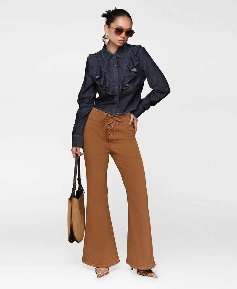 Avec Les Filles Women's Lace-Up Flare Pants