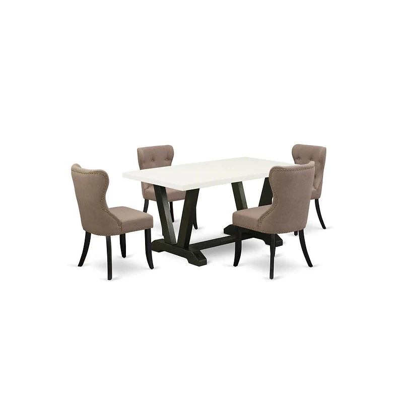 East West Furniture 5-Piece Dining Table Set
