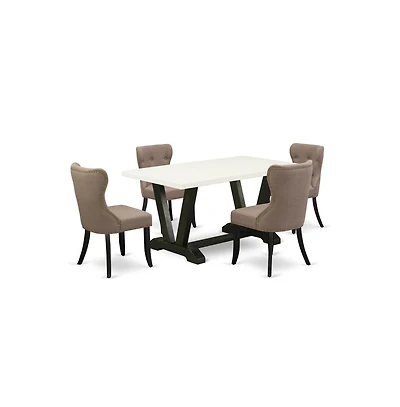 East West Furniture 5-Piece Dining Table Set