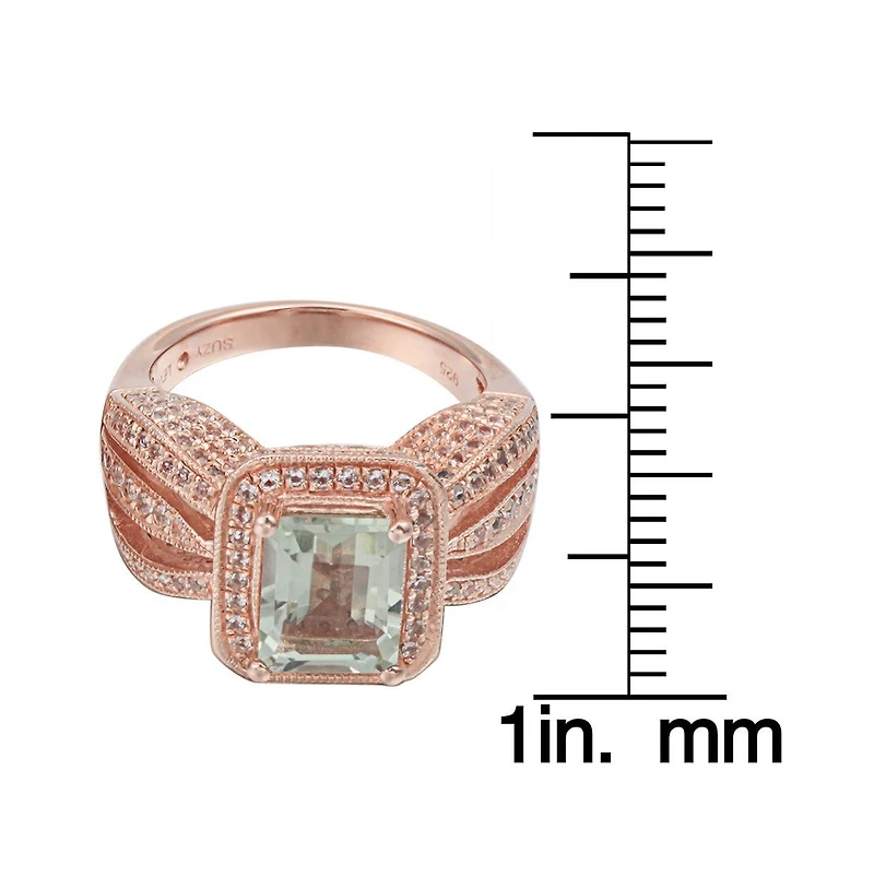 Suzy Levian New York Sterling Silver Emerald Cut Center Topaz Cocktail Ring