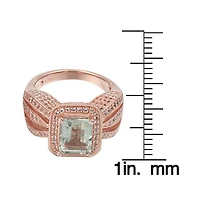 Suzy Levian New York Sterling Silver Emerald Cut Center Topaz Cocktail Ring