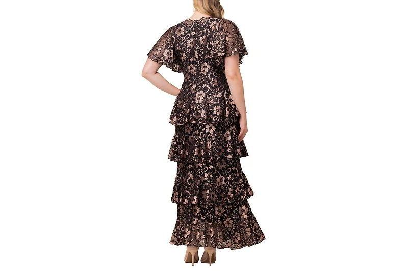 Kiyonna Women's Mon Ange Tiered Lace Evening Gown