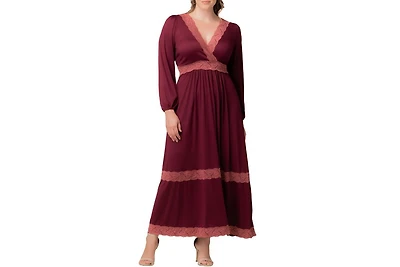 Kiyonna Women's Plus Lara Lace Trim Long Dress